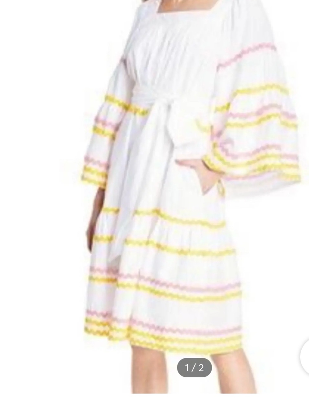 Lisa Marie Fernandez White Mini Dress with Pink & Yellow Trim